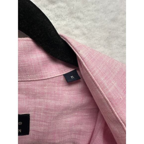 Steven Azzolina Studio Collection 100% Linen Pink Men LS Button Up Medium EUC - Picture 5 of 10